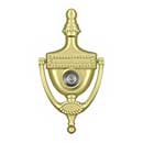 Deltana [DKV6RU3] Solid Brass Door Knocker - Victorian Rope w/ Viewer - Polished Brass Finish - 6&quot; H