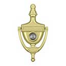 Deltana [DKV6RU3] Solid Brass Door Knocker - Victorian Rope w/ Viewer - Polished Brass Finish - 6" H