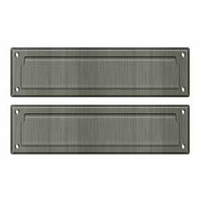 Deltana [MS212U15A] Solid Brass Door Mail Slot - Interior Flap - Antique Nickel Finish - 13 1/8" L