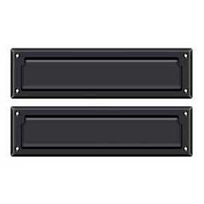 Deltana [MS212U19] Solid Brass Door Mail Slot - Interior Flap - Paint Black Finish - 13 1/8" L