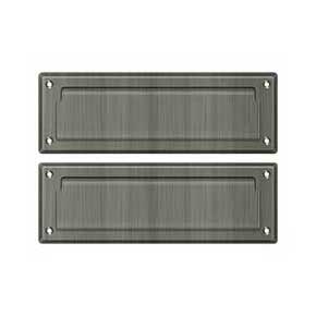 Deltana [MS627U15A] Solid Brass Door Mail Slot - Interior Flap - Antique Nickel Finish - 8 7/8" L