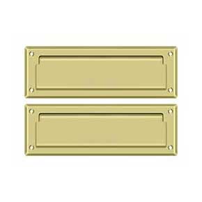 Deltana [MS627U3] Solid Brass Door Mail Slot - Interior Flap - Polished Brass Finish - 8 7/8" L