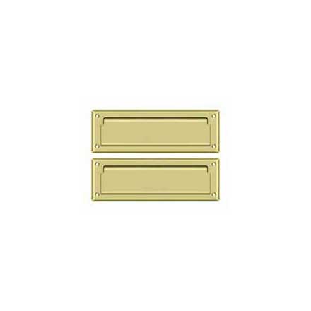 Deltana [MS627U3] Solid Brass Door Mail Slot - Interior Flap - Polished Brass Finish - 8 7/8&quot; L