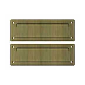 Deltana [MS627U5] Solid Brass Door Mail Slot - Interior Flap - Antique Brass Finish - 8 7/8" L