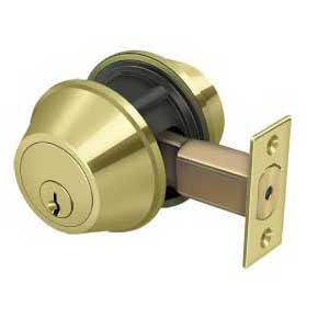 Deltana [CL210LA-3] Commercial Door Deadbolt - Grade 2 - Double Cylinder - Polished Brass Finish - 2 1/2" Dia.