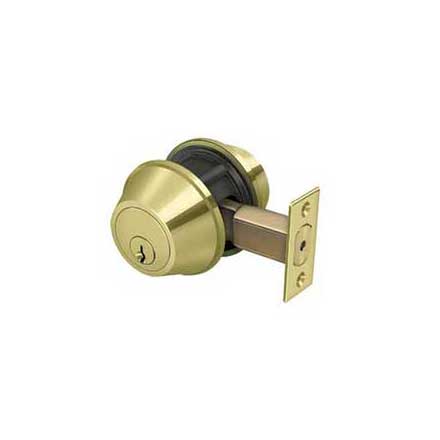 Deltana [CL210LA-3] Commercial Door Deadbolt - Grade 2 - Double Cylinder - Polished Brass Finish - 2 1/2" Dia.