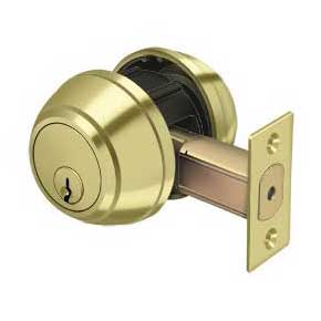 Deltana [CL210LM-3] Commercial Door Deadbolt - Grade 1 - Double Cylinder - Polished Brass Finish - 2 1/2" Dia.
