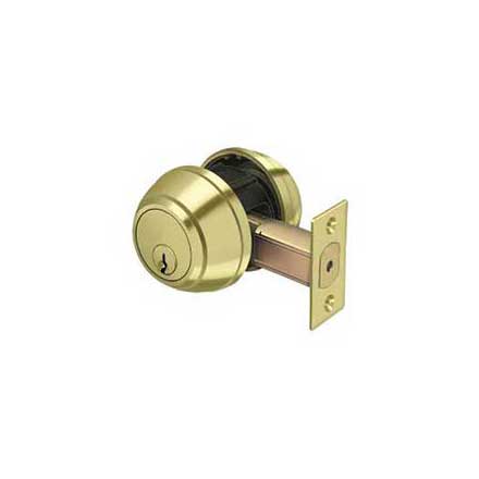 Deltana [CL210LM-3] Commercial Door Deadbolt - Grade 1 - Double Cylinder - Polished Brass Finish - 2 1/2&quot; Dia.