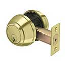 Deltana [CL210LM-3] Commercial Door Deadbolt - Grade 1 - Double Cylinder - Polished Brass Finish - 2 1/2" Dia.