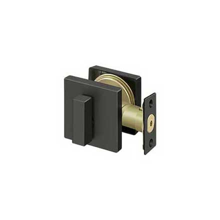 Deltana [ZDSU10B] Die Cast Zinc Door Deadbolt - Square Plate - Single Cylinder - Oil Rubbed Bronze Finish - 2 5/8&quot; Sq.