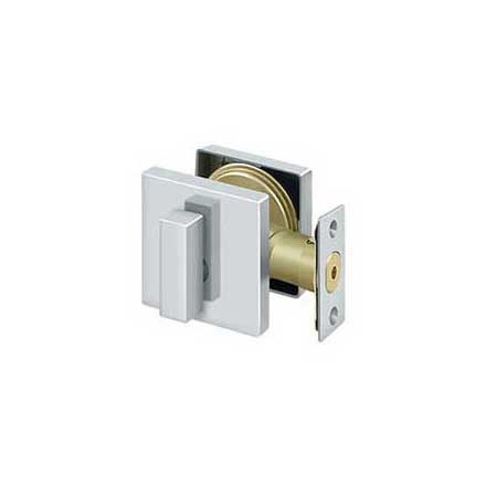 Deltana [ZDSU26] Die Cast Zinc Door Deadbolt - Square Plate - Single Cylinder - Polished Chrome Finish - 2 5/8&quot; Sq.