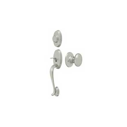 Deltana [PRRHDRKU15] Solid Brass Door Tubular Entry Set - Riversdale Series - Dummy - Flat Round Knob - Brushed Nickel Finish