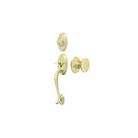 Deltana [PRRHRKU3] Solid Brass Door Tubular Entry Set - Riversdale Series - Flat Round Knob - Polished Brass Finish