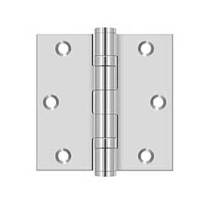 Deltana [SS35BU32] Stainless Steel Door Butt Hinge - Ball Bearing - Button Tip - Square Corner - Polished Finish - Pair - 3 1/2" H x 3 1/2" W