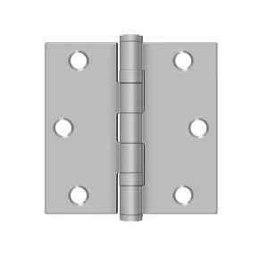 Deltana [SS35BU32D-R] Stainless Steel Door Butt Hinge - Ball Bearing - Residential - Button Tip - Square Corner - Brushed Finish - Pair - 3 1/2" H x 3 1/2" W