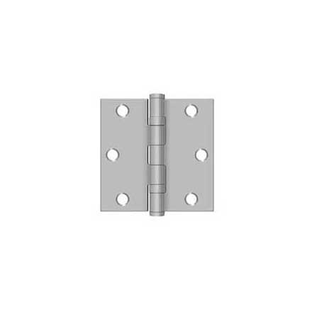 Deltana [SS35BU32D-R] Stainless Steel Door Butt Hinge - Ball Bearing - Residential - Button Tip - Square Corner - Brushed Finish - Pair - 3 1/2" H x 3 1/2" W