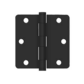 Deltana [SS35R41B] Stainless Steel Door Butt Hinge - Residential - Button Tip - 1/4" Radius Corner - Paint Black Finish - Pair - 3 1/2" H x 3 1/2" W