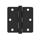 Deltana [SS35R41B] Stainless Steel Door Butt Hinge - Residential - Button Tip - 1/4&quot; Radius Corner - Paint Black Finish - Pair - 3 1/2&quot; H x 3 1/2&quot; W