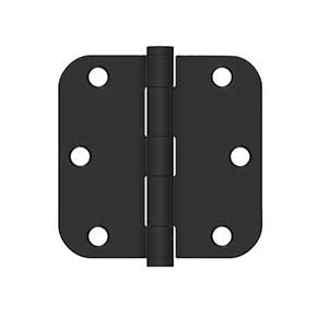Deltana [SS35R51B] Stainless Steel Door Butt Hinge - Residential - Button Tip - 5/8" Radius Corner - Paint Black Finish - Pair - 3 1/2" H x 3 1/2" W
