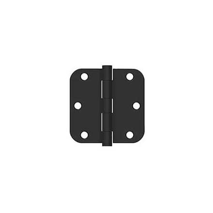 Deltana [SS35R51B] Stainless Steel Door Butt Hinge - Residential - Button Tip - 5/8&quot; Radius Corner - Paint Black Finish - Pair - 3 1/2&quot; H x 3 1/2&quot; W