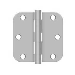 Deltana [SS35R5U32D-R] Stainless Steel Door Butt Hinge - Residential - Button Tip - 5/8" Radius Corner - Brushed Finish - Pair - 3 1/2" H x 3 1/2" W