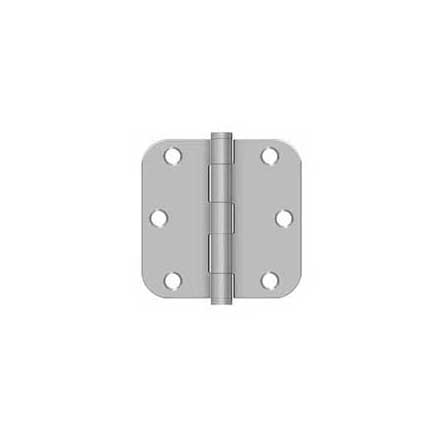 Deltana [SS35R5U32D-R] Stainless Steel Door Butt Hinge - Residential - Button Tip - 5/8" Radius Corner - Brushed Finish - Pair - 3 1/2" H x 3 1/2" W