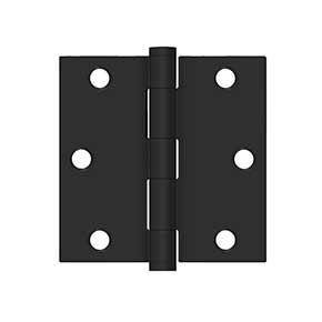Deltana [SS35U1B-R] Stainless Steel Door Butt Hinge - Residential - Button Tip - Square Corner - Paint Black Finish - Pair - 3 1/2" H x 3 1/2" W