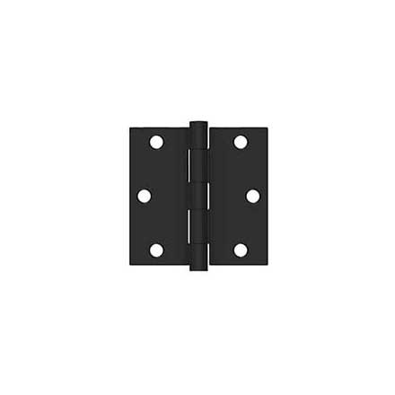 Deltana [SS35U1B-R] Stainless Steel Door Butt Hinge - Residential - Button Tip - Square Corner - Paint Black Finish - Pair - 3 1/2&quot; H x 3 1/2&quot; W