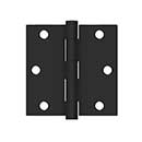 Deltana [SS35U1B-R] Stainless Steel Door Butt Hinge - Residential - Button Tip - Square Corner - Paint Black Finish - Pair - 3 1/2&quot; H x 3 1/2&quot; W