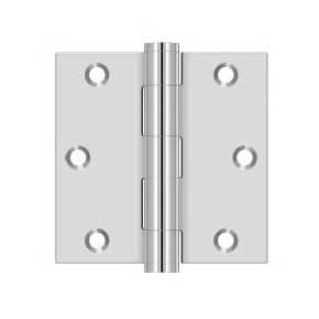 Deltana [SS35U32] Stainless Steel Door Butt Hinge - Button Tip - Square Corner - Polished Finish - Pair - 3 1/2" H x 3 1/2" W