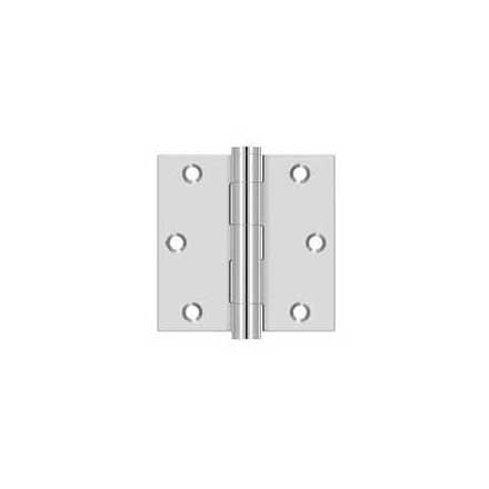 Deltana [SS35U32] Stainless Steel Door Butt Hinge - Button Tip - Square Corner - Polished Finish - Pair - 3 1/2" H x 3 1/2" W