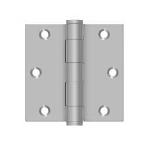 Deltana [SS35U32D] Stainless Steel Door Butt Hinge - Button Tip - Square Corner - Brushed Finish - Pair - 3 1/2" H x 3 1/2" W