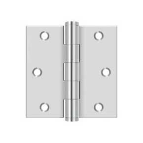 Deltana [SS33U32] Stainless Steel Door Butt Hinge - Button Tip - Square Corner - Polished Finish - Pair - 3" H x 3" W