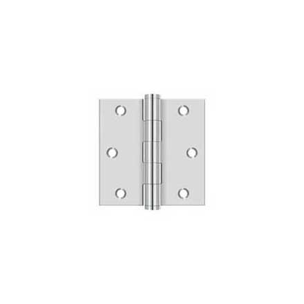 Deltana [SS33U32] Stainless Steel Door Butt Hinge - Button Tip - Square Corner - Polished Finish - Pair - 3&quot; H x 3&quot; W