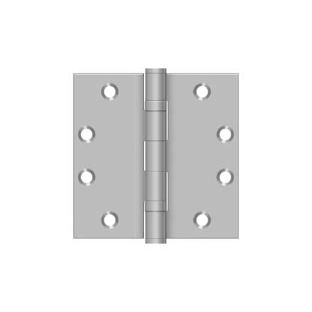 Deltana [SS45BU32D] Stainless Steel Door Butt Hinge - Ball Bearing - Button Tip - Square Corner - Brushed Finish - Pair - 4 1/2&quot; H x 4 1/2&quot; W