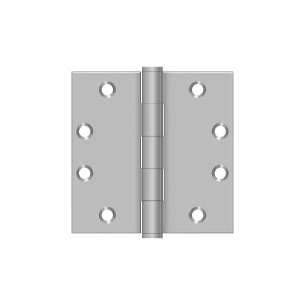 Deltana [SS45U32D] Stainless Steel Door Butt Hinge - Plain Bearing - Button Tip - Square Corner - Brushed Finish - Pair - 4 1/2" H x 4 1/2" W