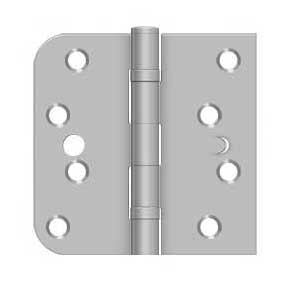 Deltana [SS44058B32DLH-S] Stainless Steel Door Butt Hinge - Ball Bearing - Security - Button Tip - 5/8" Radius & Square Corner - Left Hand - Brushed Finish - Pair - 4" H x 4" W