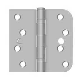 Deltana [SS44058B32DRH-S] Stainless Steel Door Butt Hinge - Ball Bearing - Security - Button Tip - 5/8" Radius & Square Corner - Right Hand - Brushed Finish - Pair - 4" H x 4" W