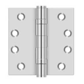 Deltana [SS44BU32] Stainless Steel Door Butt Hinge - Ball Bearing - Button Tip - Square Corner - Polished Finish - Pair - 4" H x 4" W