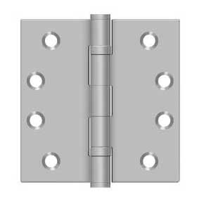Deltana [SS44BU32D-R] Stainless Steel Door Butt Hinge - Ball Bearing - Residential - Button Tip - Square Corner - Brushed Finish - Pair - 4" H x 4" W