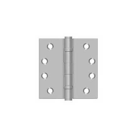 Deltana [SS44BU32D-R] Stainless Steel Door Butt Hinge - Ball Bearing - Residential - Button Tip - Square Corner - Brushed Finish - Pair - 4" H x 4" W