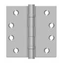 Deltana [SS44BU32D-R] Stainless Steel Door Butt Hinge - Ball Bearing - Residential - Button Tip - Square Corner - Brushed Finish - Pair - 4" H x 4" W