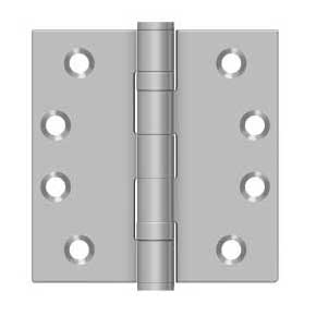 Deltana [SS44BU32D] Stainless Steel Door Butt Hinge - Ball Bearing - Button Tip - Square Corner - Brushed Finish - Pair - 4" H x 4" W