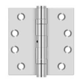 Deltana [SS44NBU32] Stainless Steel Door Butt Hinge - Ball Bearing - Non-Removable Pin - Button Tip - Square Corner - Polished Finish - Pair - 4" H x 4" W