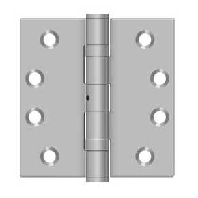Deltana [SS44NBU32D] Stainless Steel Door Butt Hinge - Ball Bearing - Non-Removable Pin - Button Tip - Square Corner - Brushed Finish - Pair - 4" H x 4" W