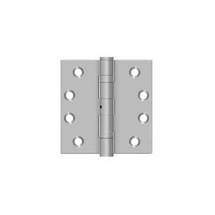 Deltana [SS44NBU32D] Stainless Steel Door Butt Hinge - Ball Bearing - Non-Removable Pin - Button Tip - Square Corner - Brushed Finish - Pair - 4&quot; H x 4&quot; W