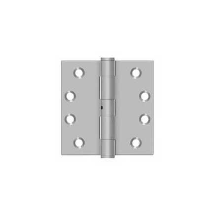 Deltana [SS44NU32D] Stainless Steel Door Butt Hinge - Non-Removable Pin - Button Tip - Square Corner - Brushed Finish - Pair - 4&quot; H x 4&quot; W