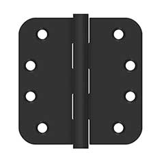 Deltana [SS44R51B] Stainless Steel Door Butt Hinge - Residential - Button Tip - 5/8&quot; Radius Corner - Paint Black Finish - Pair - 4&quot; H x 4&quot; W