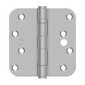 Deltana [SS44R5BU32D-S] Stainless Steel Door Butt Hinge - Ball Bearing - Security - Button Tip - 5/8" Radius Corner - Brushed Finish - Pair - 4" H x 4" W