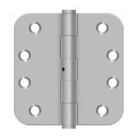 Deltana [SS44R5U32D-RN] Stainless Steel Door Butt Hinge - Residential - Non-Removable Pin Button Tip - 5/8" Radius Corner - Brushed Finish - Pair - 4" H x 4" W